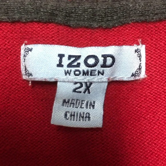 IZOD Red,Gray & White Argyle Sweater, Size 2XL - Picture 4 of 6